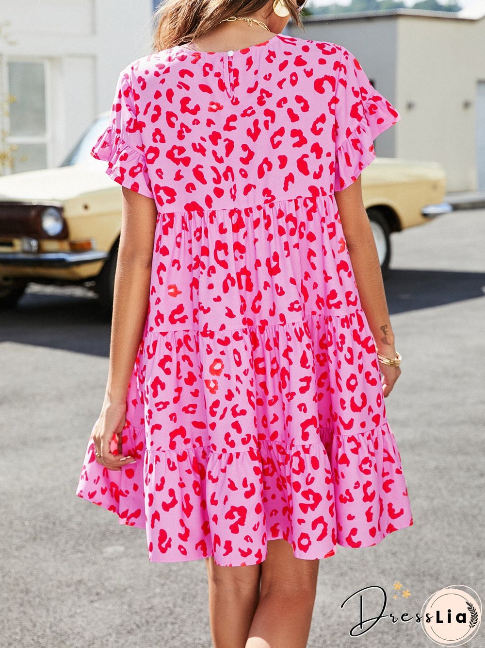 Floral Round Neck Casual Loose Dress