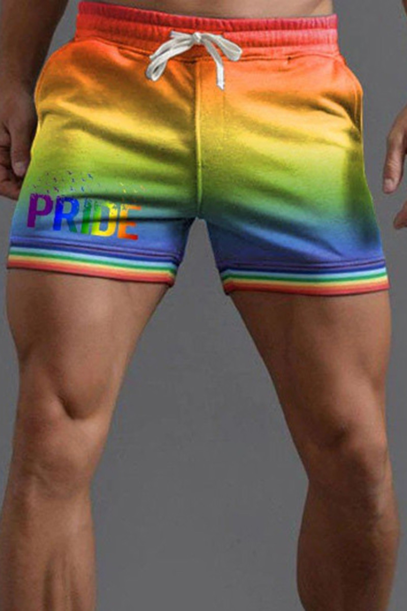 Men’s Rainbow Pride Print Stretchy Bodycon Shorts