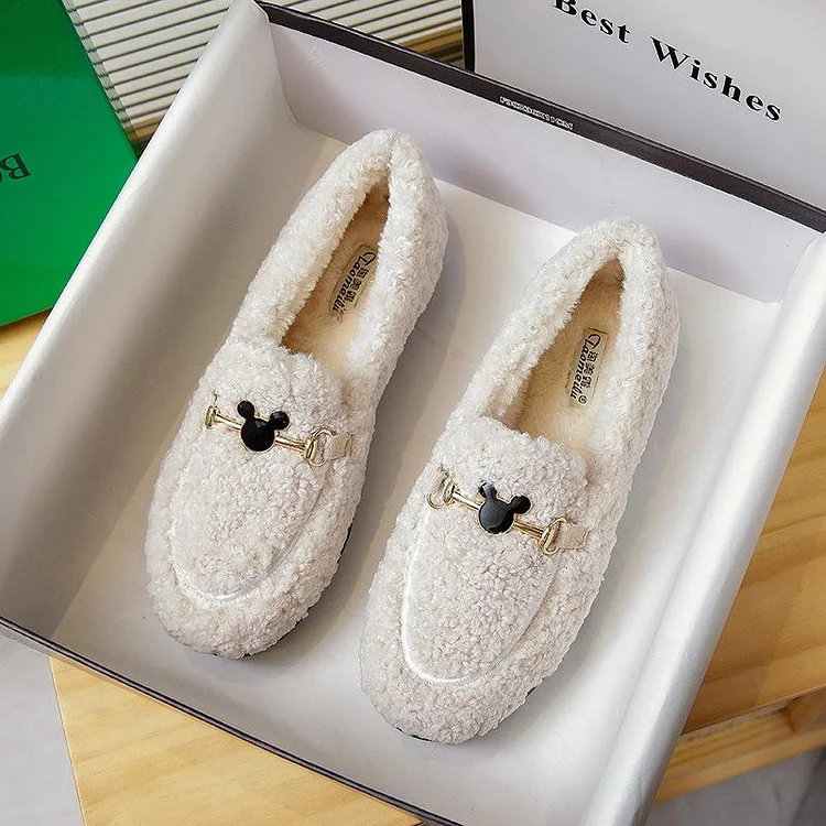 vanccy Furry Flats Loafers Fu64 QueenFunky