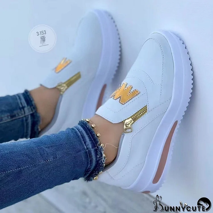 Women'Casual PU zipper Sneakers