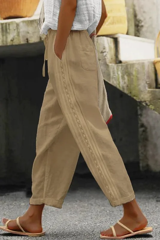 Cotton And Linen Straight-Leg Casual Pants