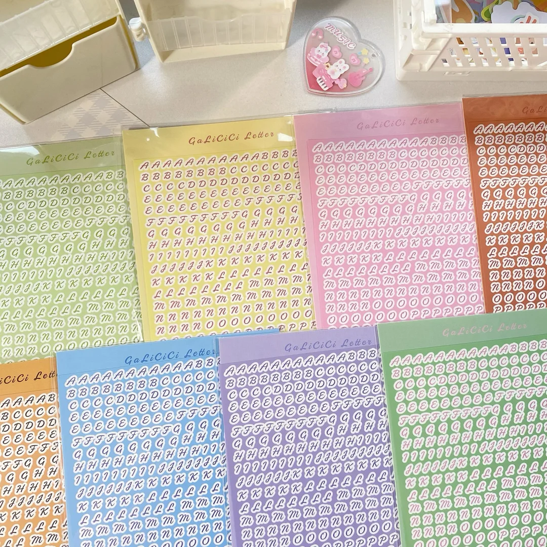 Color English Alphabet Text Stickers