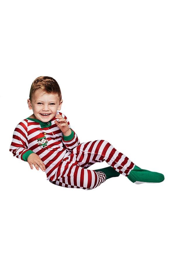 Baby Santa Stripe Printed Christmas Family Footie Pajama Ruby-elleschic