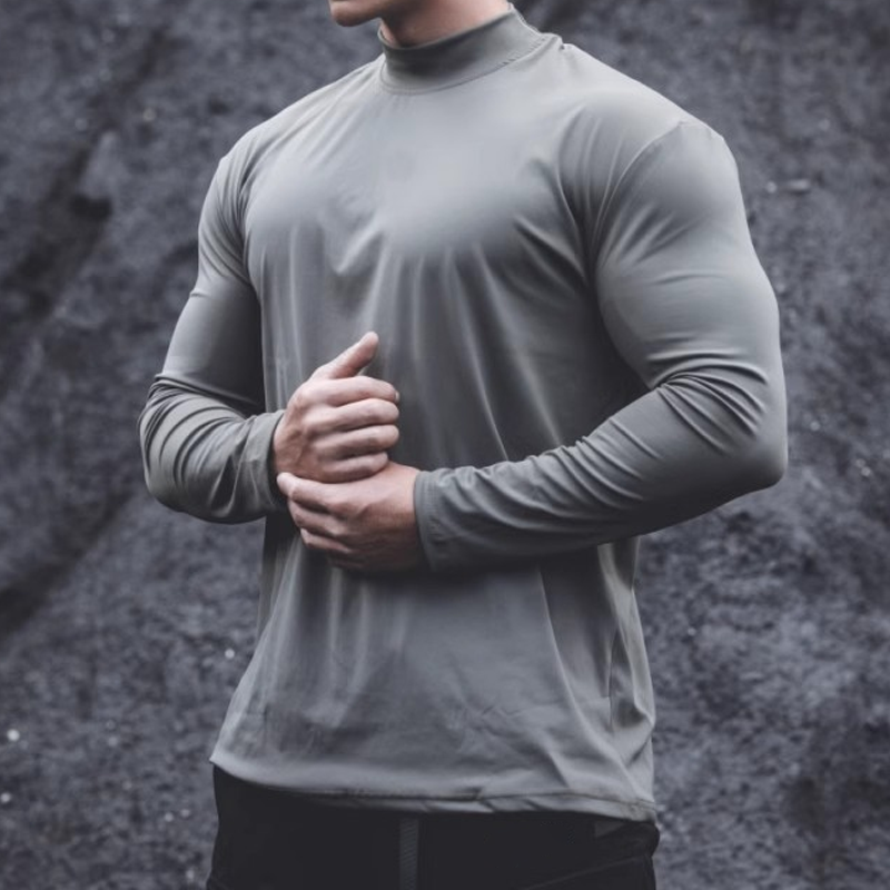 Men's Elastic Quick-drying Breathable Half Turtleneck Sports T-shirt、、URBENIE