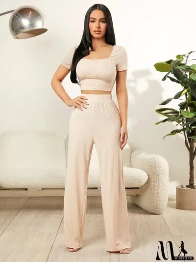 Square Neck Top and Pants Set