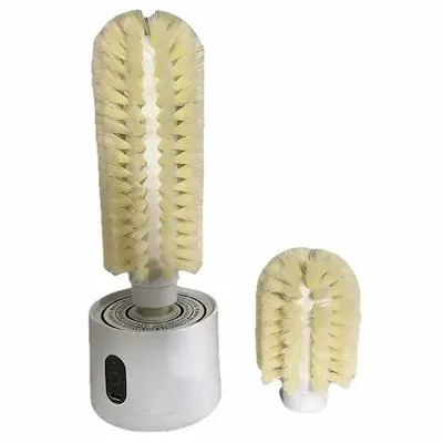 Wall‑Hanging Rechargeable Electric Cup Brush, 360&deg; Rotating Bottle Cleaner with Replaceable Long & Short Brush Heads, IPX5 Waterproof Cup Cleaning Brush for Mugs Baby Bottles eltralife