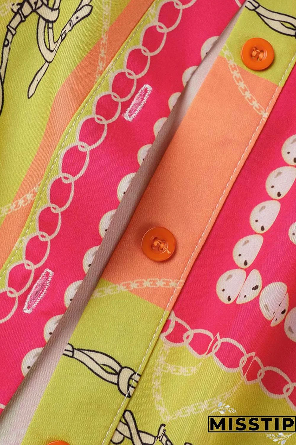 Yellow Casual Print Patchwork Buckle Turndown Collar Long Sleeve Two Pieces