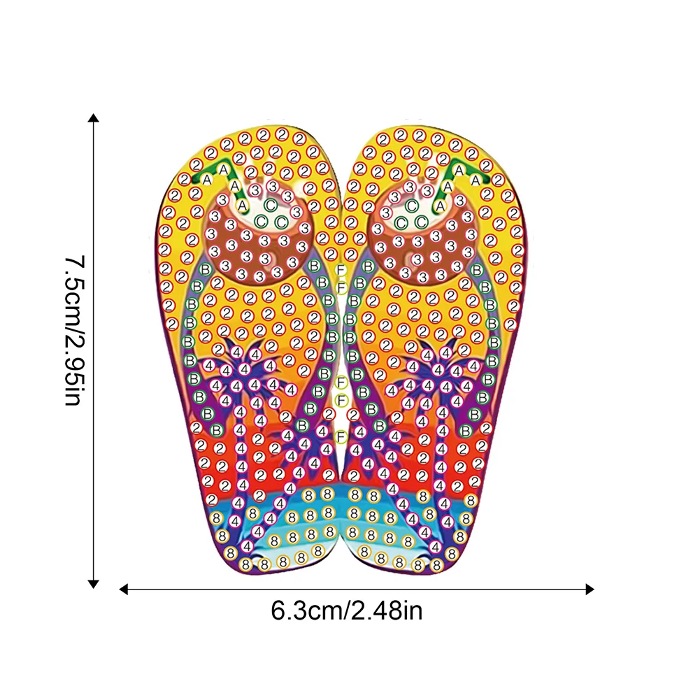 8Pcs DIY Beach Slippers Special Shape Diamond Painting Fridge Magnet for Home Decor