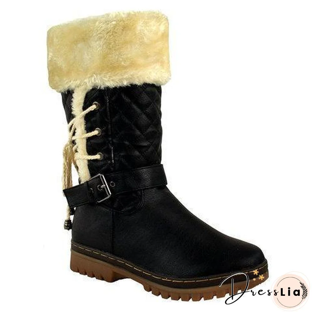 Women's Winter Furry Mid-Calf Snow Boots Plus Size Shoes