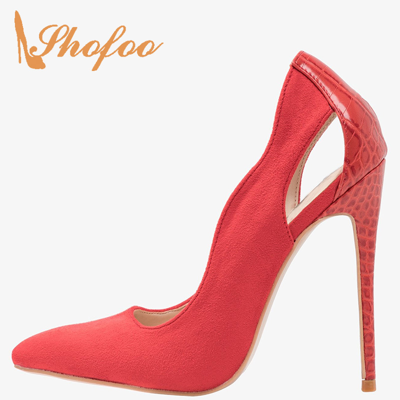 TAAFO Red Blue Snakeskin Stilettos Pumps Woman Pointed Toe High Thin Heels Ladies Dress Shoes  