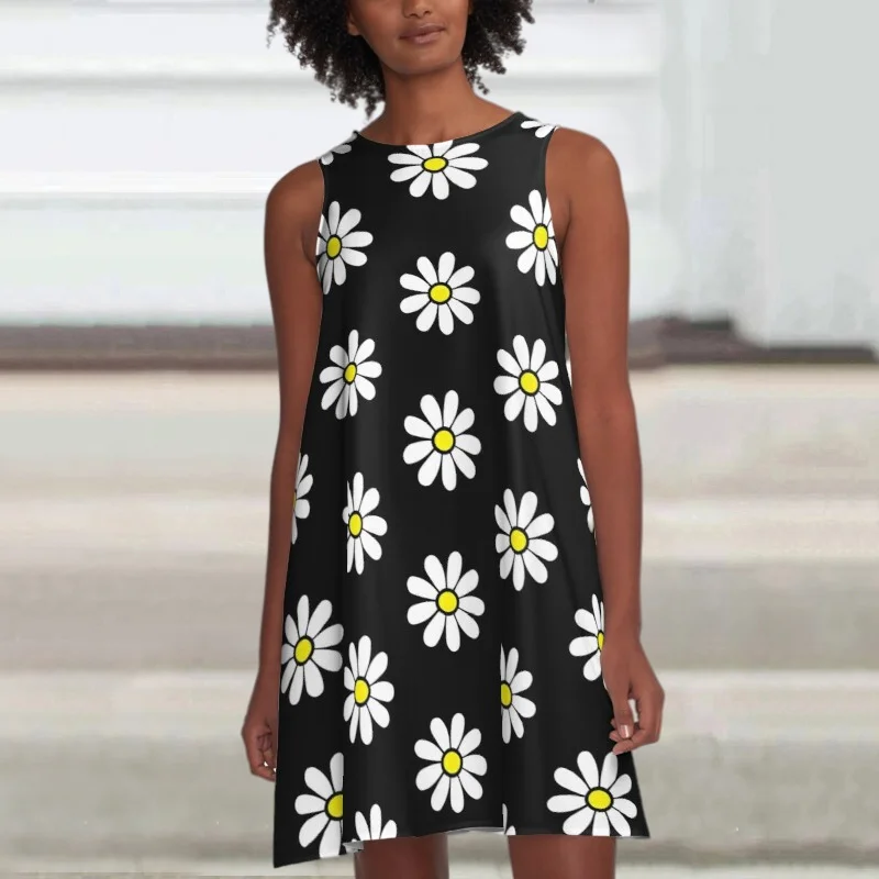 Crewneck Daisy Print Mini Dress