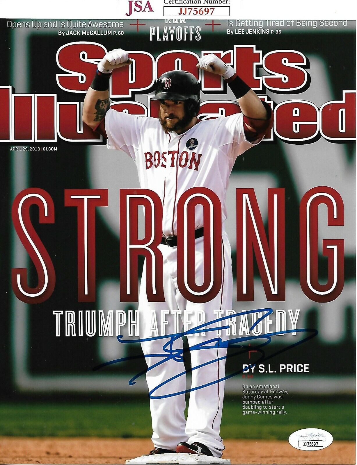 JONNY GOMES signed auto BOSTON RED SOX SPORTS ILLUSTRATED 8X10 Photo Poster painting w/ COA JSA