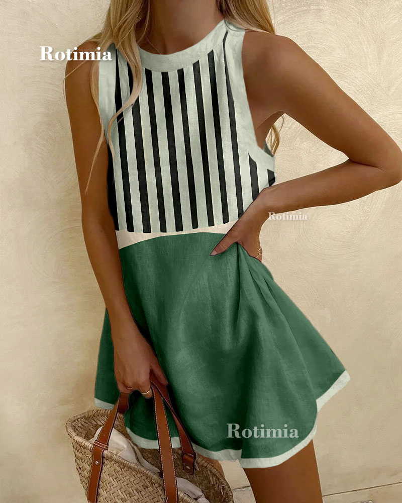 Geometric colorblock print mini dress