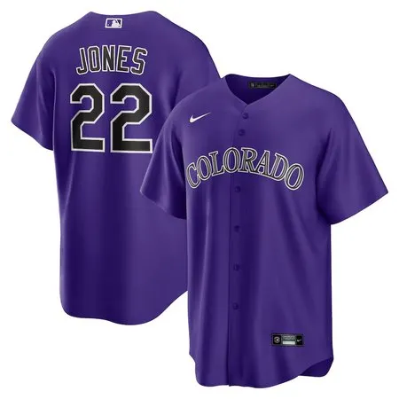 Men's Colorado Rockies #22 Nolan Jones  Purple Alternate Replica Jersey