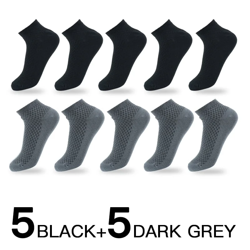10 Pairs/Lot Men Bamboo Fiber Socks High Quality Solid Black Long Short Sock Business Casual Sports Breathable Four Seasons