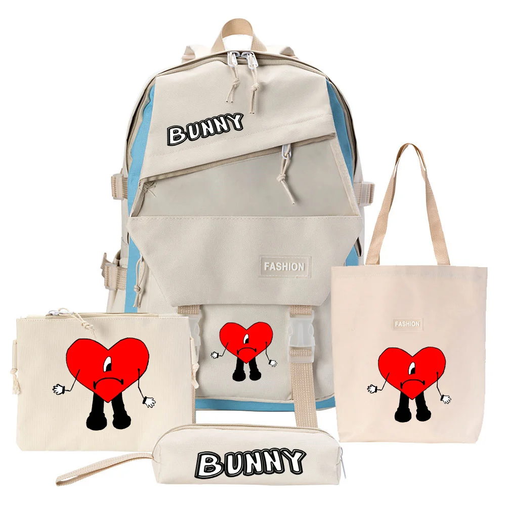 bad bunny backpack 4 pcs suit