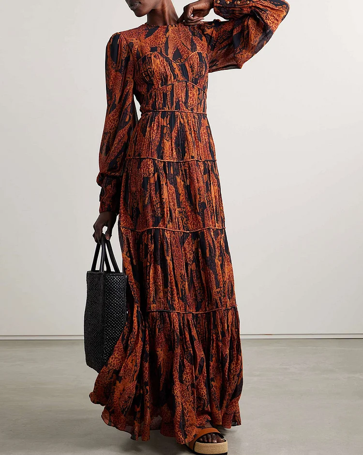  Tiered printed georgette maxi dress