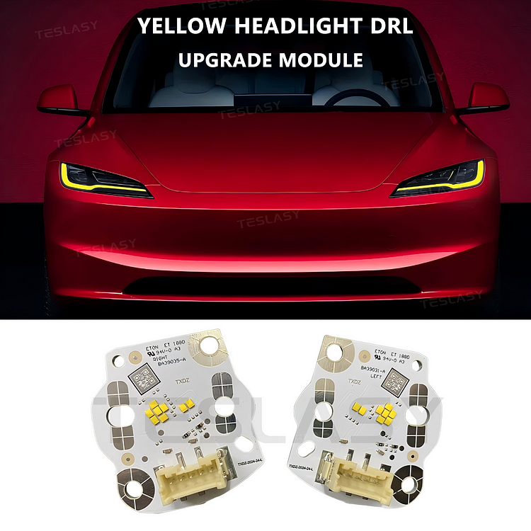 Model 3 Highland 2024+ GT Racing Style Yellow DRL LED Module Headlight Daytime Running Light Upgrade