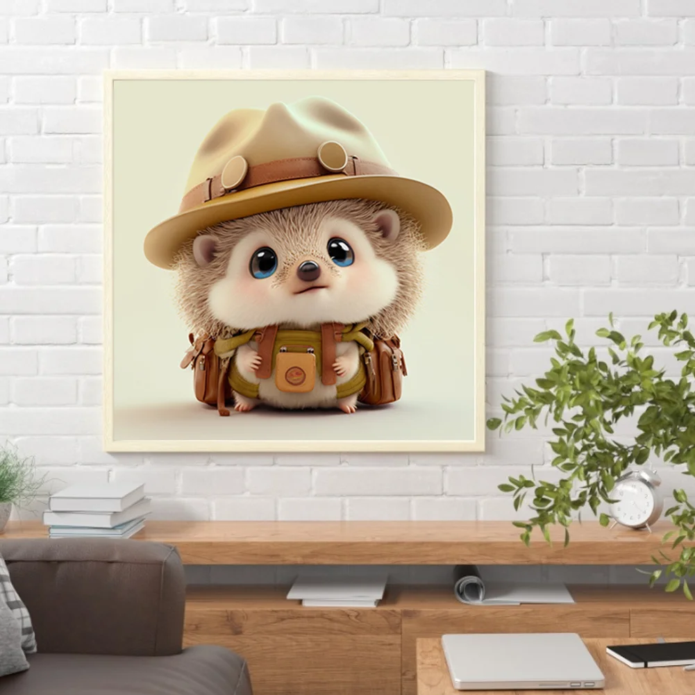 Full Round Diamond Painting 30*30cm - Little Detective Hedgehog
