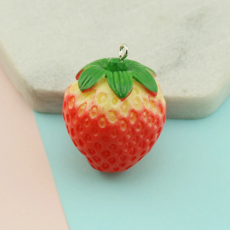 Resin Simulation Fruit Three-dimensional Mini Strawberry Earrings Bag Key Chain Pendant DIY Jewelry Accessories