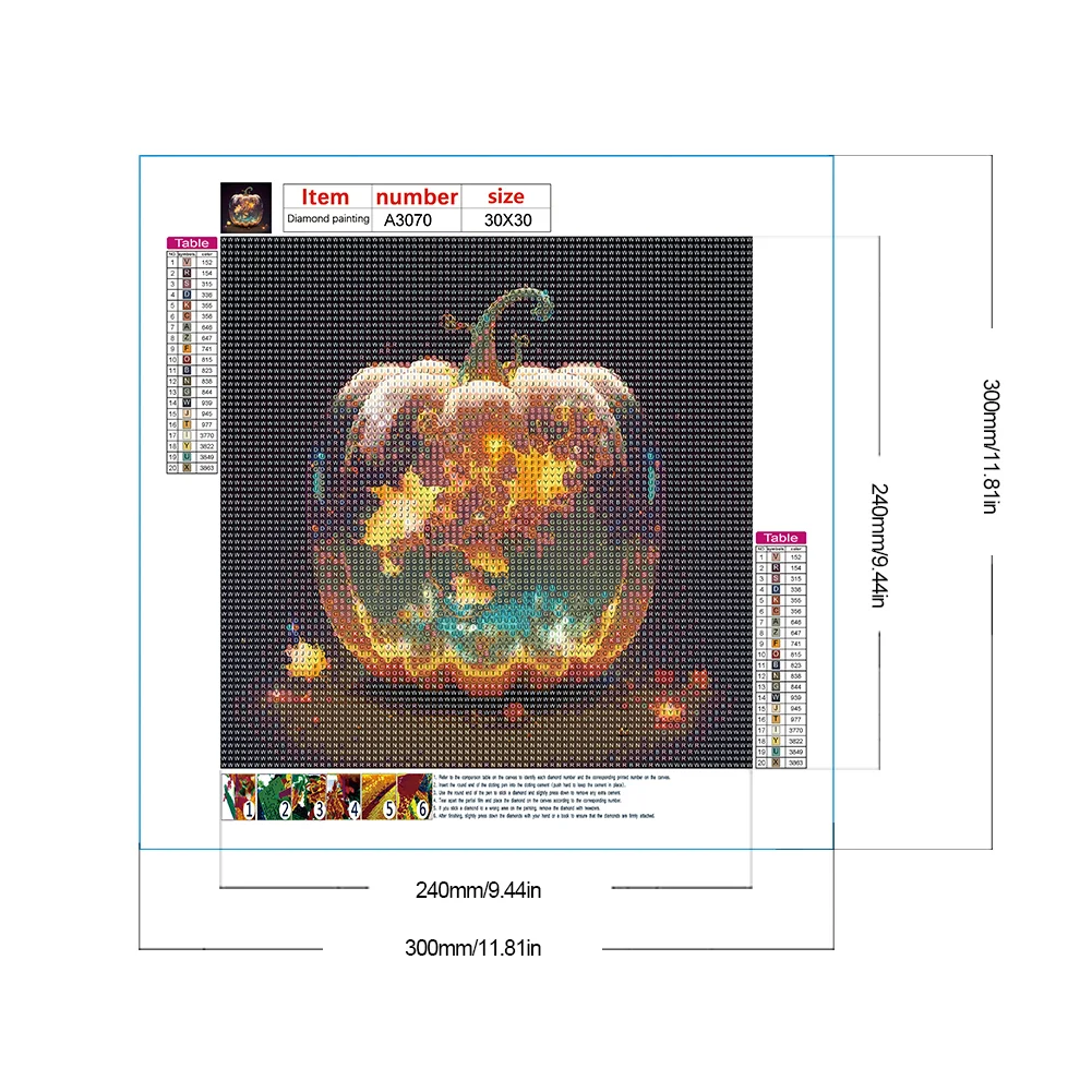 Full Round Diamond Painting 30*30cm - Glowing Pumpkin