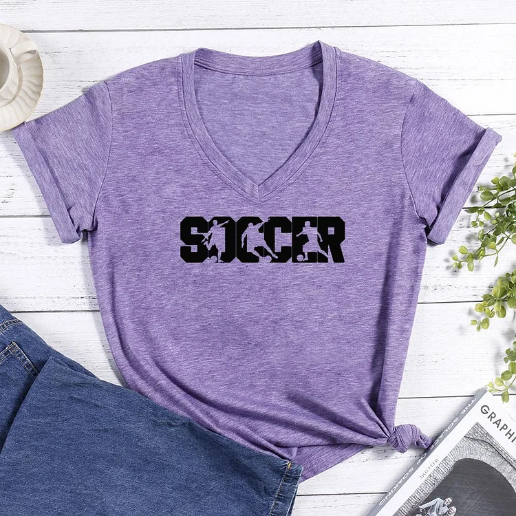 Soccer Lover V-neck T Shirt-Annaletters