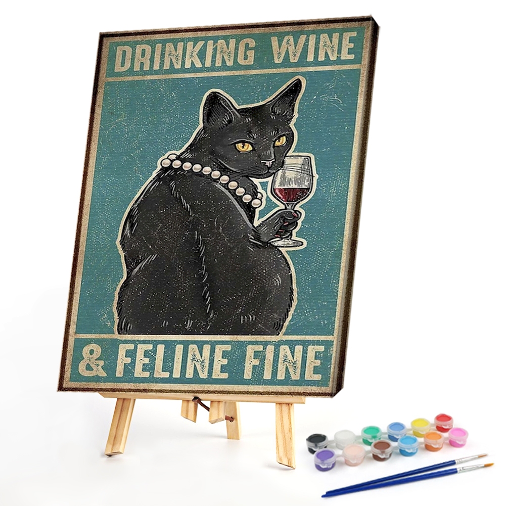 

40*50CM - Paint By Numbers - Vintage Black Cat Poster, 501 Original