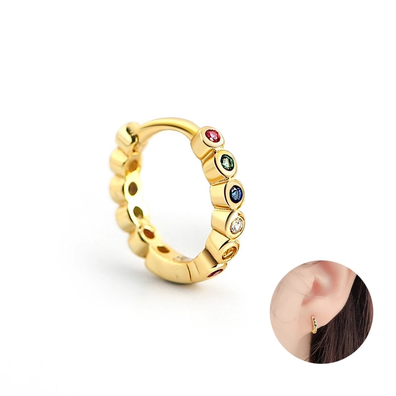 White Gold Plated Silver Plated 925 Sterling Silver Silver ZIRCON Circle Round Oval EARRINGS Hoop Earrings