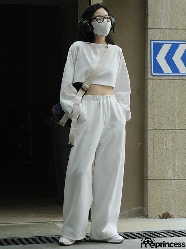 Casual Wide Leg Loose Solid Color Pants