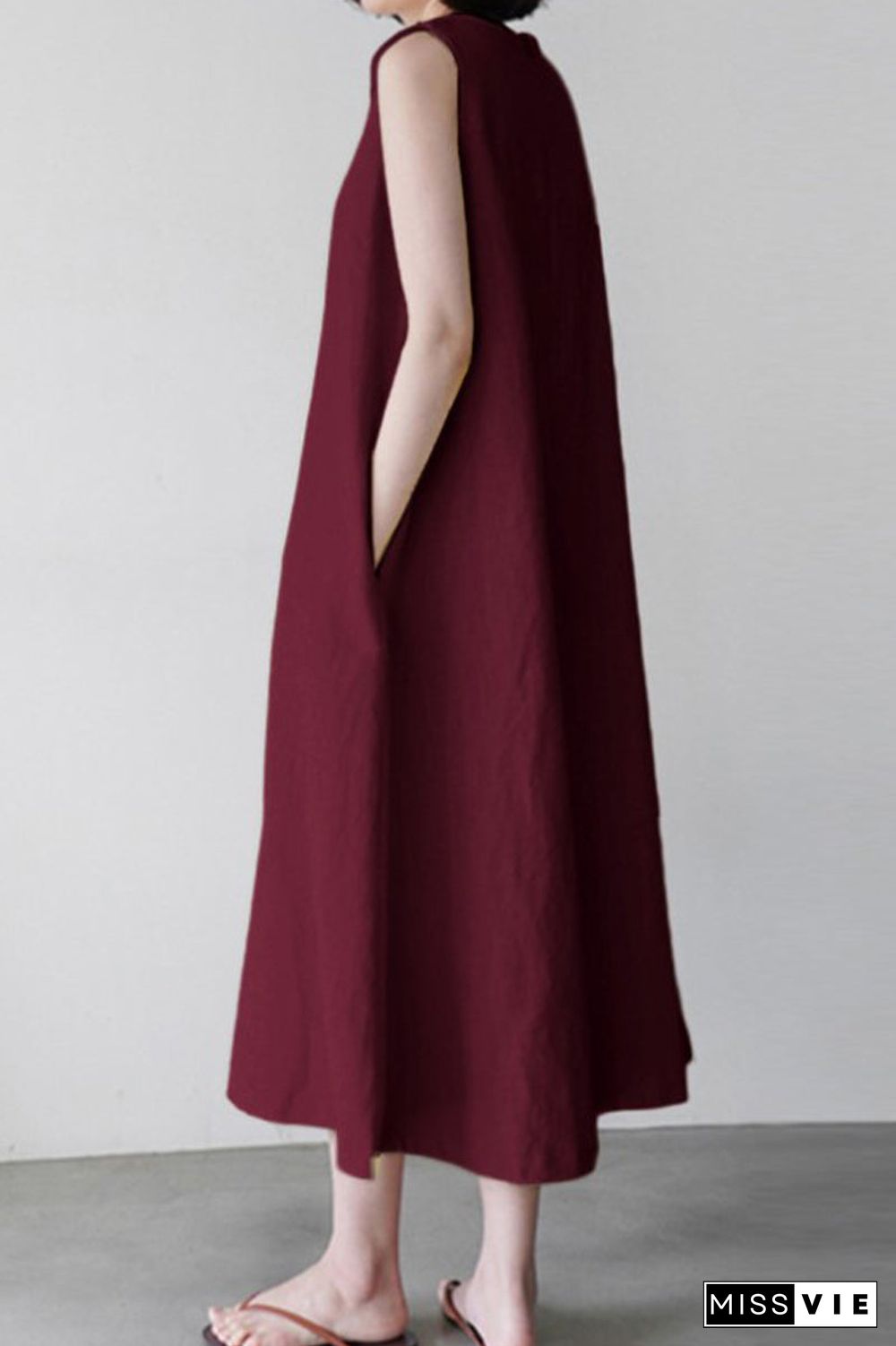 Casual Simplicity Solid Solid Color O Neck Vest Dress Dresses