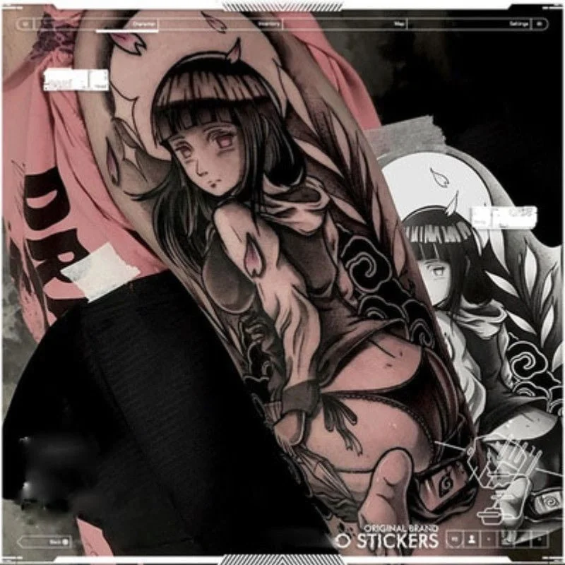 Japanese Dark Comics Evil Kawakami Tomie Double-sided Girl Waterproof Temporary Fake Tattoo Sticker Sleeve Anime Tattoo