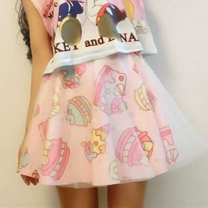 Sweet Pastel Cupcake Pink Skirt SP165201