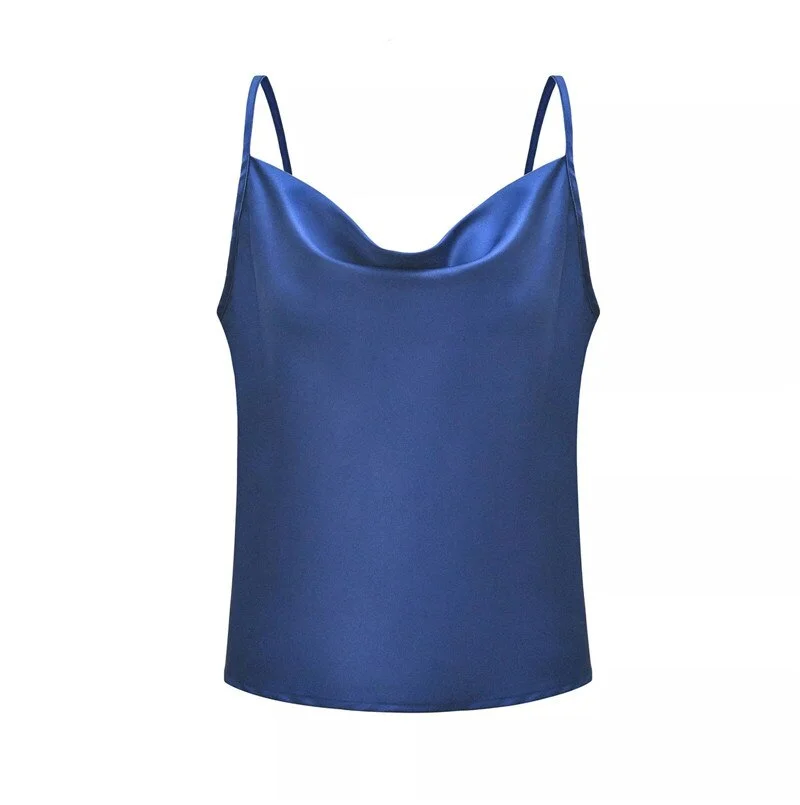 Women Sexy Casual Summer Top Elegant Plain Basic Satin Tank Ladies Shirt Loose Sleeveless Vest Dames debardeur femme