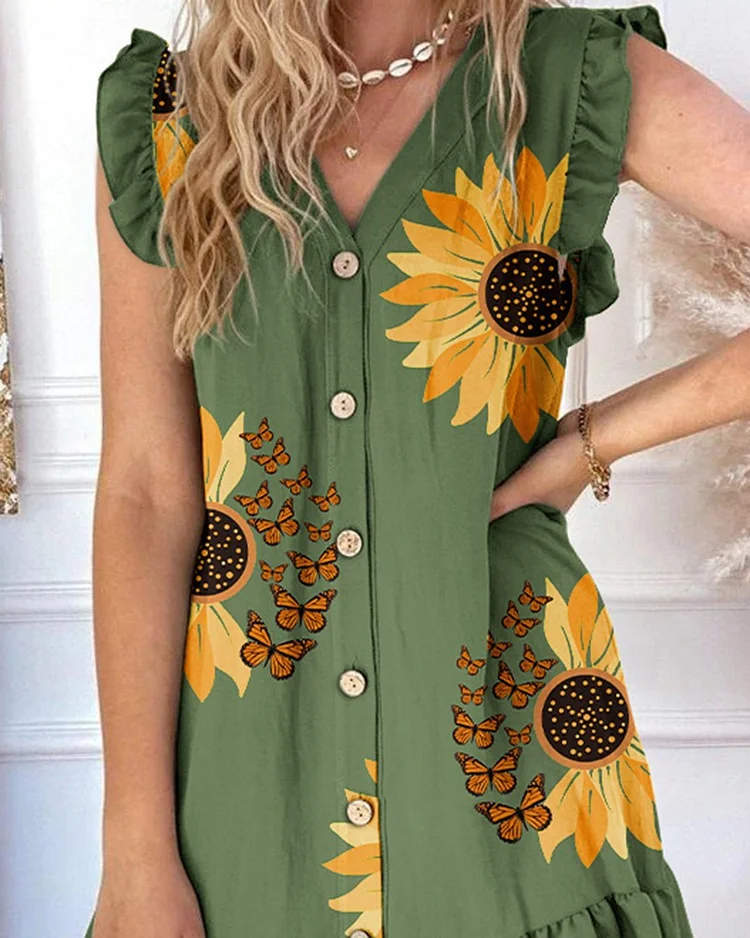 Women Fashion Street Sexy Print Loose Casual Mini Dress