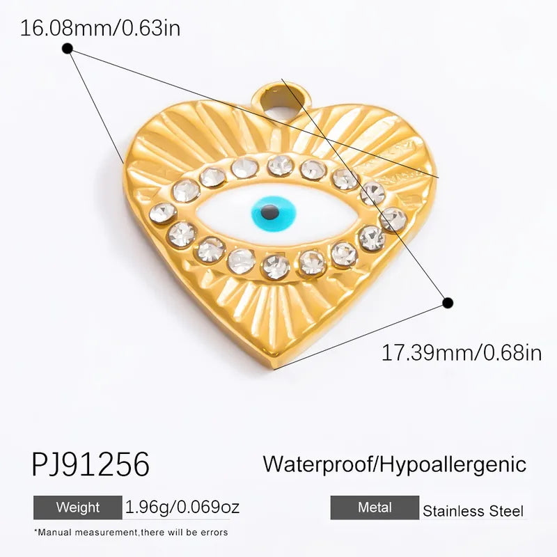1 Piece 16.47mm 304 Stainless Steel Zircon Geometric Heart Shape Eye Pendant Jewelry Accessories