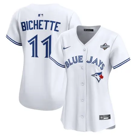 Women's Toronto Blue Jays #11 Bo Bichette  White 2025 World Series Home Limited Jersey
