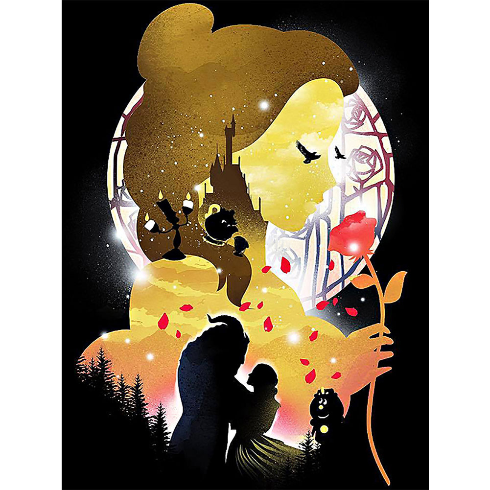 Disney Princess Silhouette 30*40cm(canvas) full round drill diamond painting