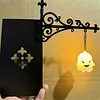 Lantern Bookshelf Light Wrought Iron LED Warm Glow Halloween Decor