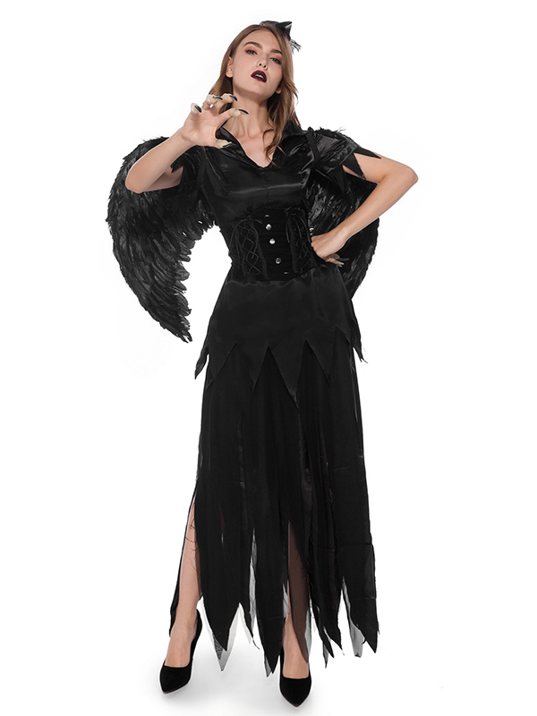 Angel And Devil Wings Queen Vampire Asymmetric Halloween Skirt Suit