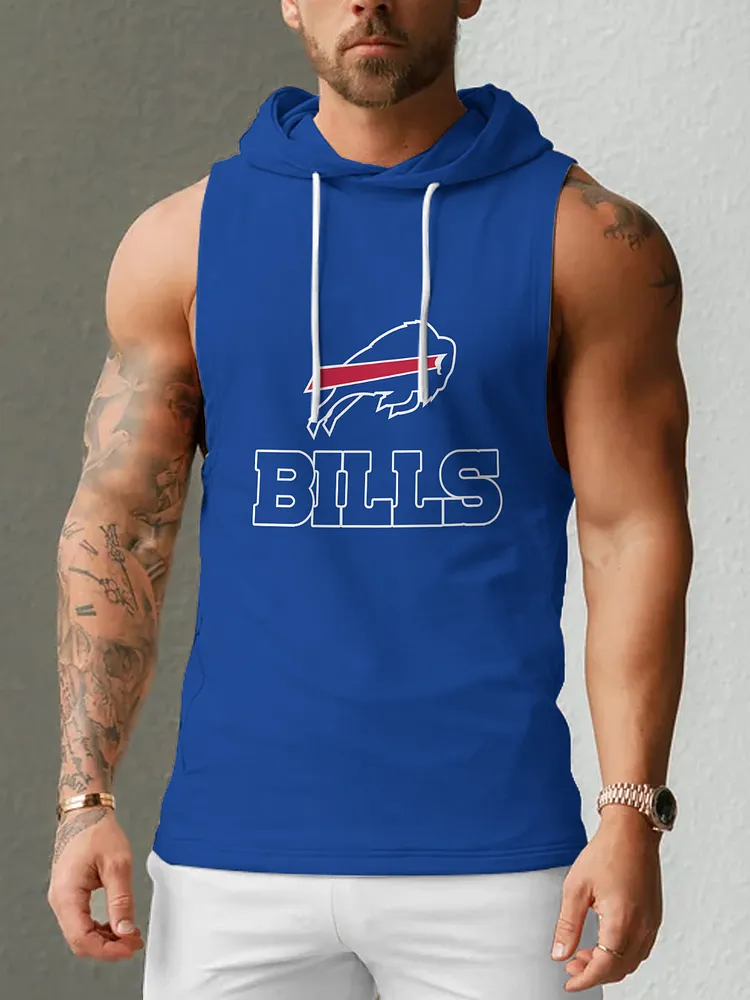 Buffalo Bills Men's  Casual Comfy Sleeveless Hooded Tank Top