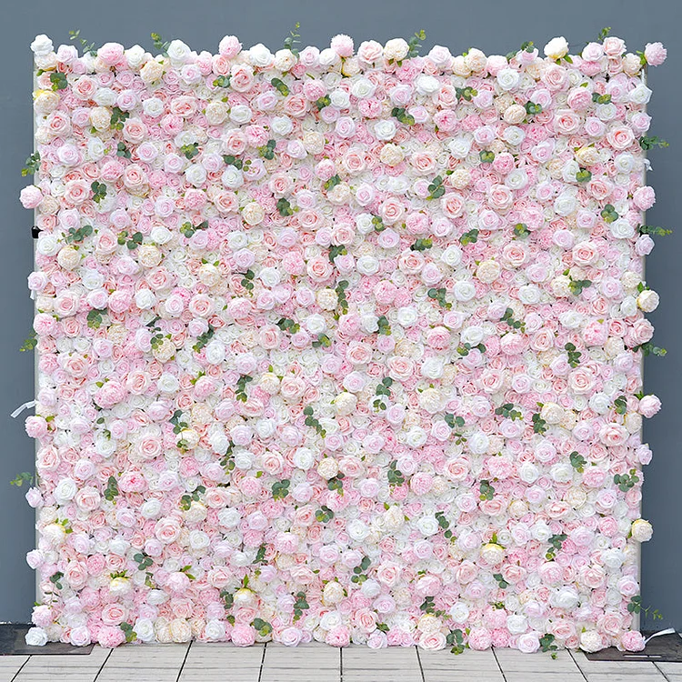 A8694 Pink White Cloth Base 5D Flower Wall Wedding Background Decor