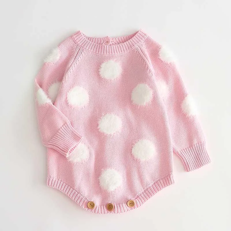 Newborn Baby Girls Boys Knitted Romper Baby Clothes Cotton Pompom Woolen Baby Rompers Ruffle Infant Baby Boys Jumpsuit Overalls