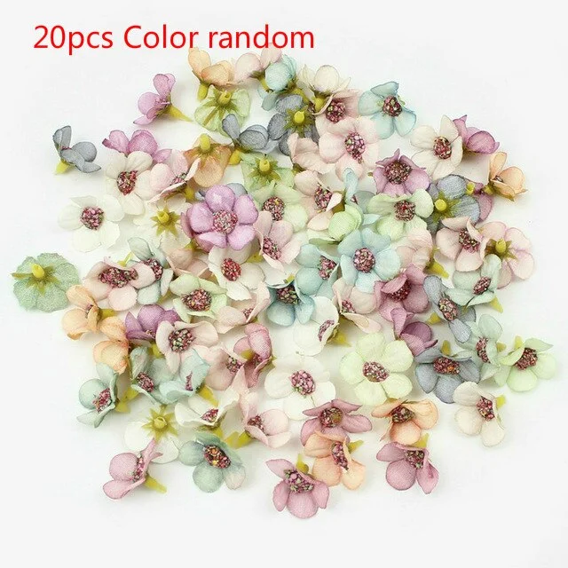 SUEF 20Pcs 2cm Multicolor Daisy Flower Heads Mini Silk Artificial Flowers for Wreath Scrapbooking Home Wedding Decoration@1