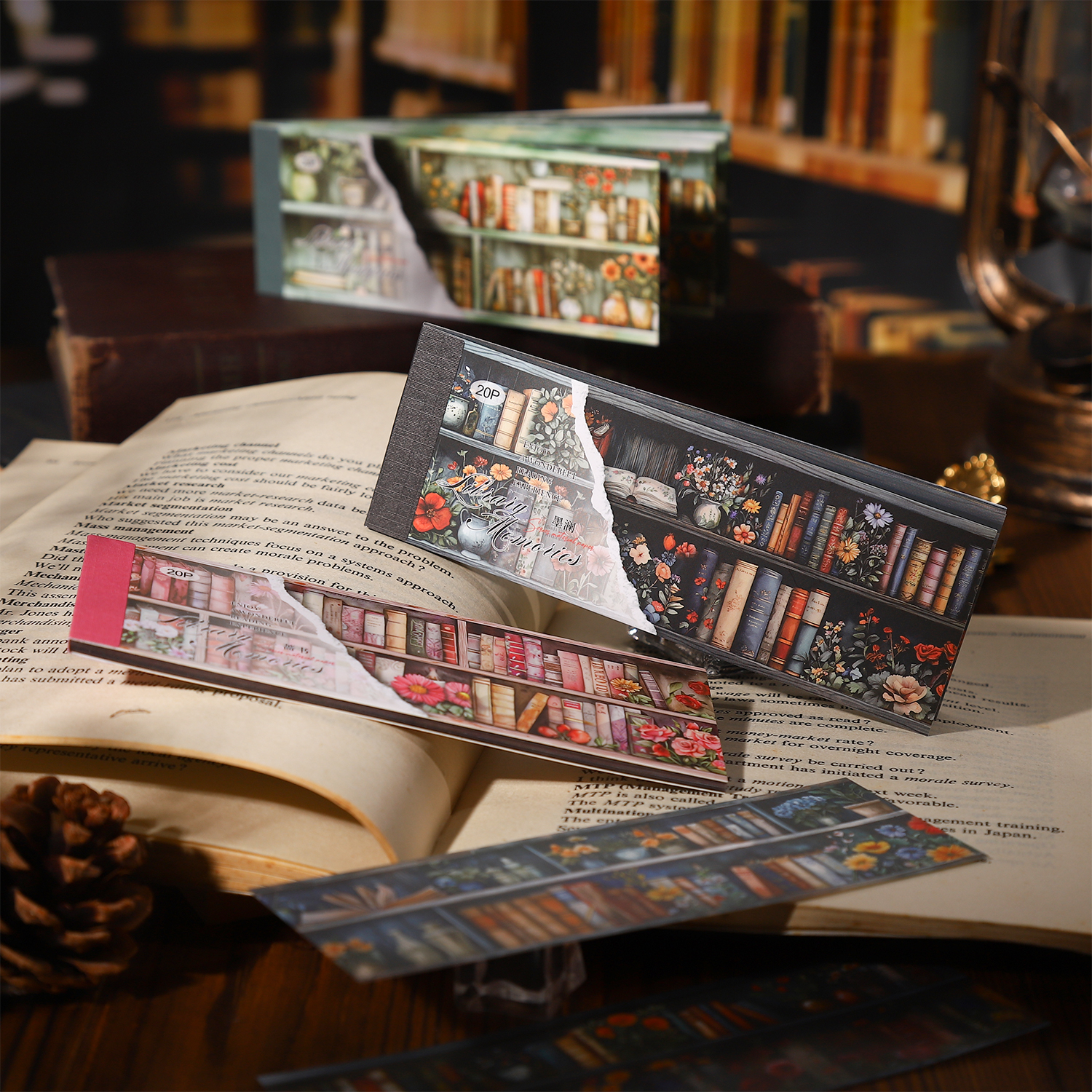 스티커북 - 도서관 시리즈 빈티지 책 꽃