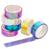 12PCS Laser Flashing Colors Waterproof Student Scratchbook DIY Project Decorative Tapes