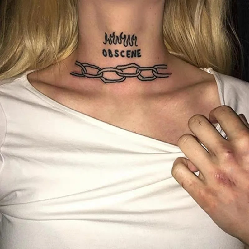 Waterproof Temporary Tattoo Sticker Neck Black Word Angel Devil Bull Cross English Letters Flash Tatoo Fake Tatto for Woman Men