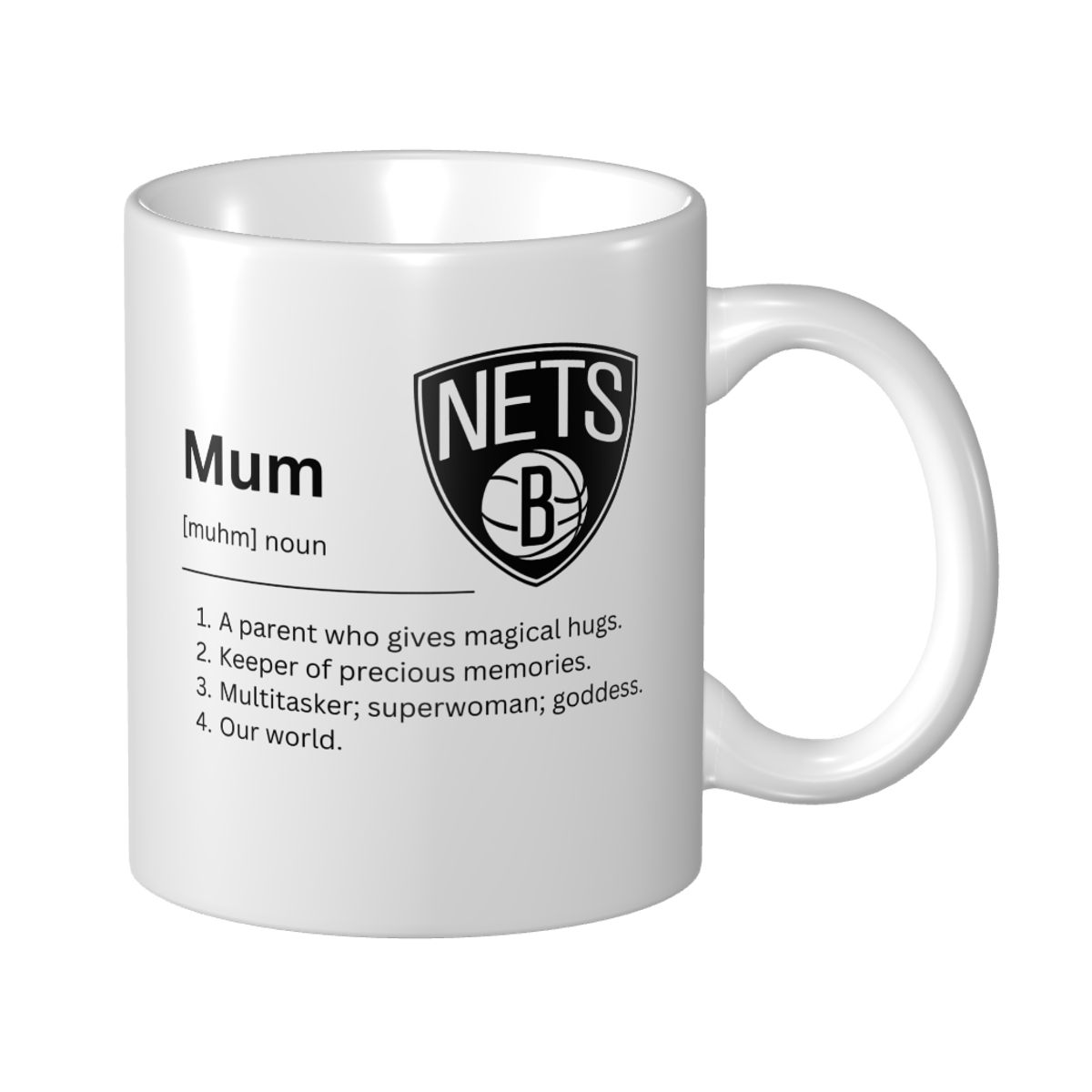 Brooklyn Nets Minimalist Dictionary Mother's Day Ceramic Mug
