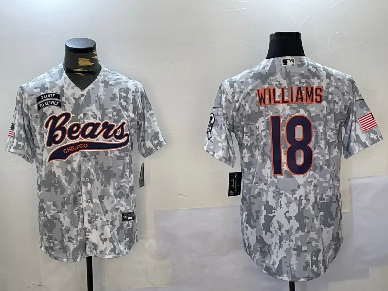 Men's Chicago Bears Caleb Williams #18 Arctic Camo 2024 Salute to Service Player Jersey