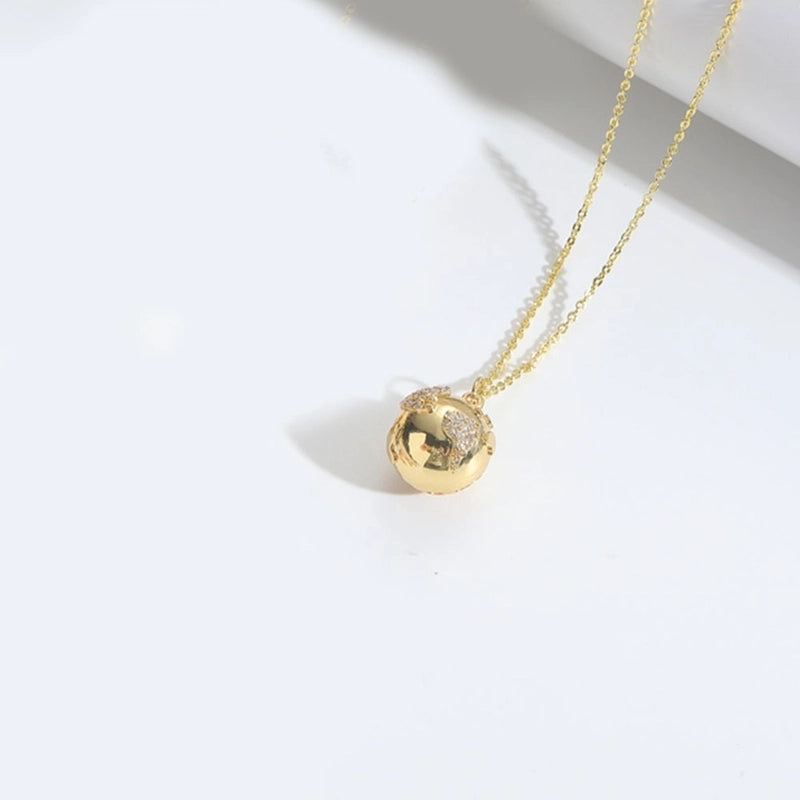 Copper 14K Gold Plated Moon Flower Zircon Copper Necklaces