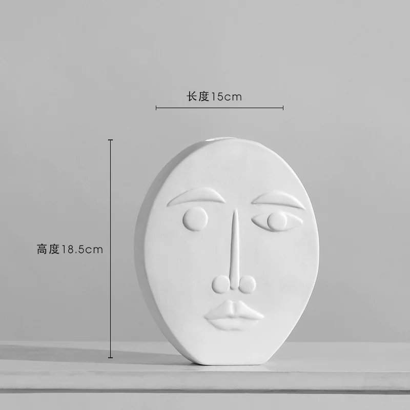 Athvotar Style Simple Face Ceramic Vase Decoration Living Room Flower Arrangement Creativity Light Luxury Table Dry Flower Home Decoration